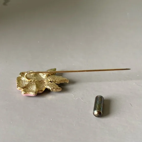 Vintage Pink Enamel Lapel Pin - Picture 2 of 5